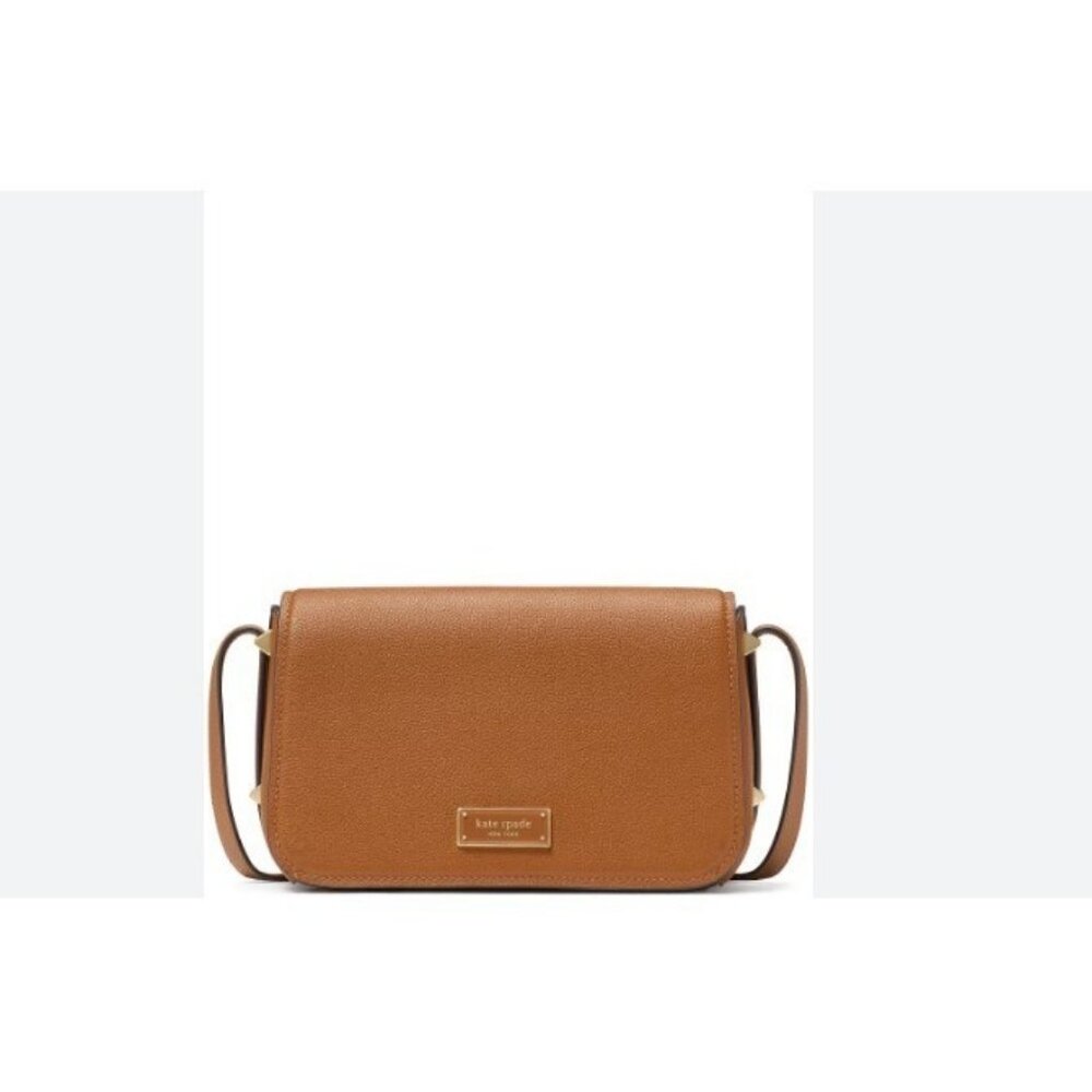 KATE SPADE NY Liv pebbled leather flap crossbody - Cavern Clay /Tan